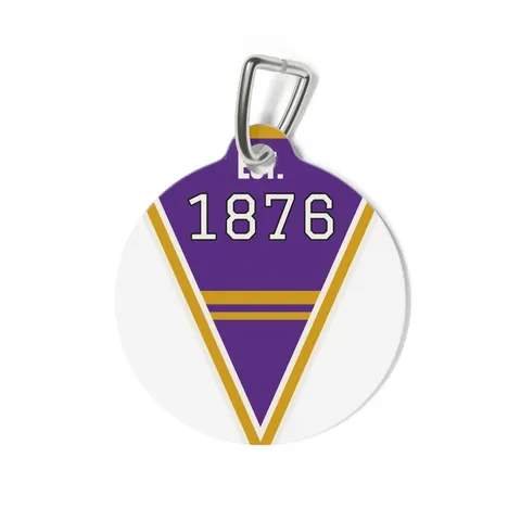Prairie View 1876 Purple & Gold Pet Tag — back view