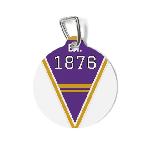 Prairie View 1876 Purple & Gold Pet Tag — front view