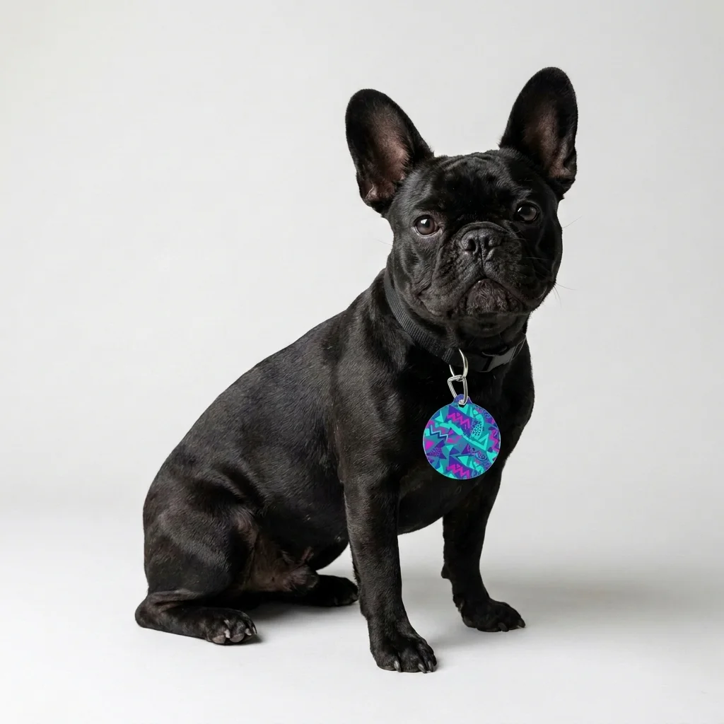 90s Memphis Pattern Pet Tag — lifestyle view