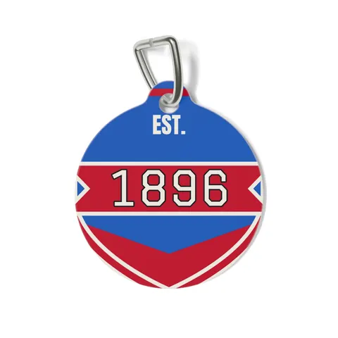 SC State 1896 Garnet & Blue Pet Tag — front view
