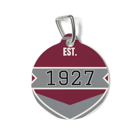 Texas Southern 1927 Maroon & Grey Pet Tag — front view