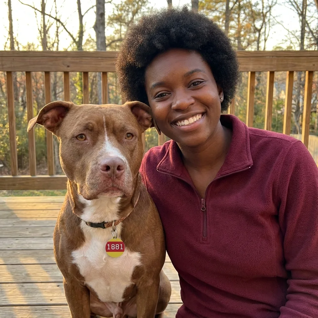 Tuskegee 1881 Crimson & Old Gold Pet Tag — lifestyle-owner view