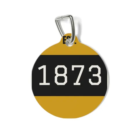 UAPB 1873 Black & Gold Arc Pattern Pet Tag — front view
