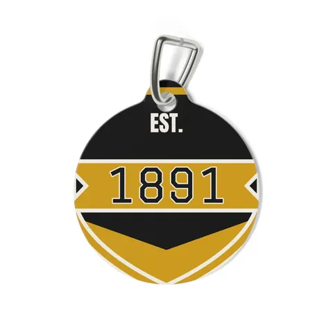West Virginia State 1891 Black & Gold Pet Tag — back view