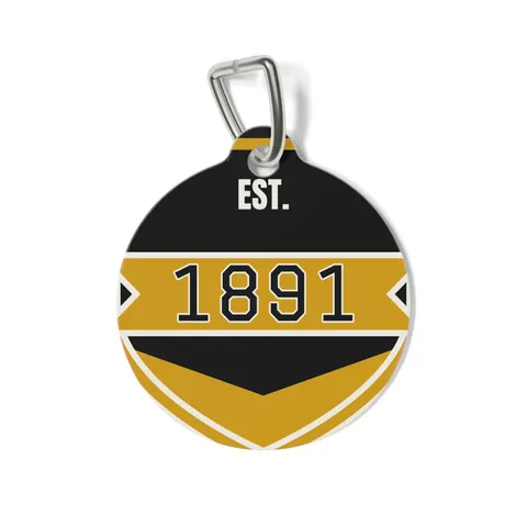 West Virginia State 1891 Black & Gold Pet Tag — front view