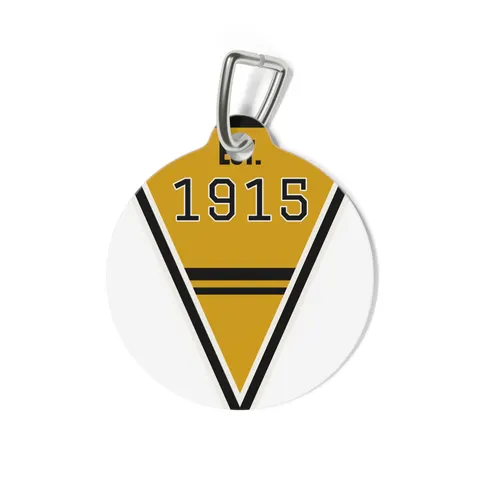 Xavier 1915 Gold & Black Pet Tag — back view