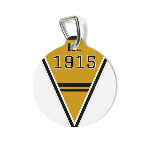 Xavier 1915 Gold & Black Pet Tag — front view