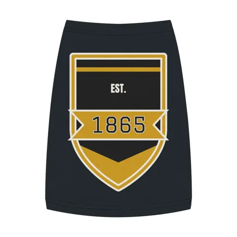 Bowie State 1865 Black & Gold Panel Pet Tank Top — front view