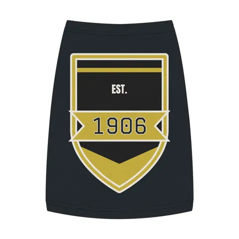 Alpha 1906 Black & Old Gold Pet Tank Top — front view