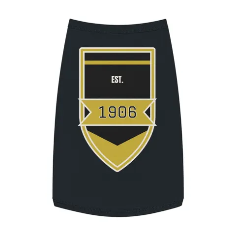 Alpha 1906 Black & Old Gold Pet Tank Top — front view
