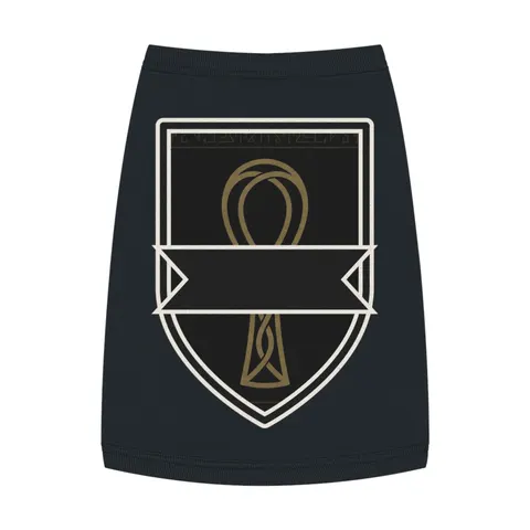 Faith Flag Ankh Gold on Black Pet Tank Top — front view