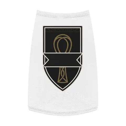 Faith Flag Ankh Gold on Black Pet Tank Top — front view