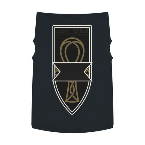 Faith Flag Ankh Gold on Black Pet Tank Top — front view