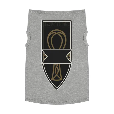 Faith Flag Ankh Gold on Black Pet Tank Top — front view