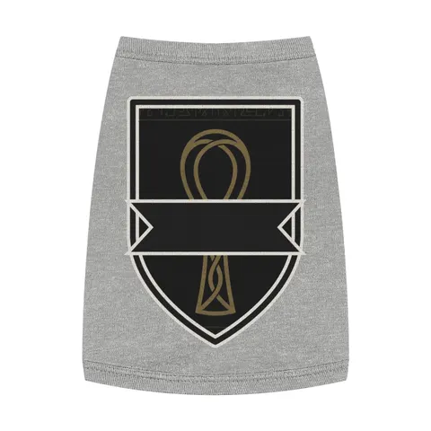Faith Flag Ankh Gold on Black Pet Tank Top — front view