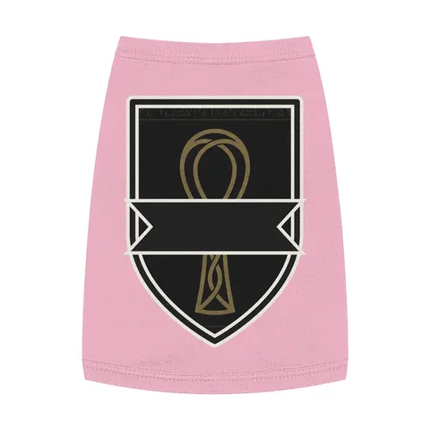 Faith Flag Ankh Gold on Black Pet Tank Top — front view