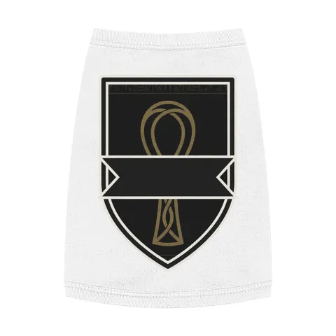 Faith Flag Ankh Gold on Black Pet Tank Top — front view