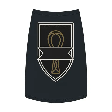 Faith Flag Ankh Gold on Black Pet Tank Top — front view