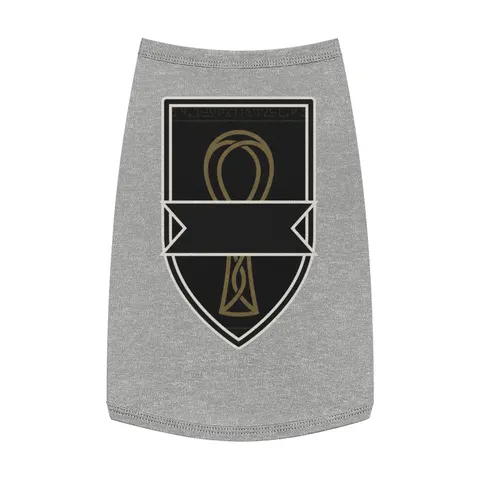Faith Flag Ankh Gold on Black Pet Tank Top — front view