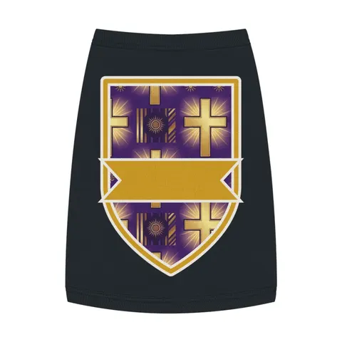 Faith Flag Praise Purple & Gold Cross Pet Tank Top — front view