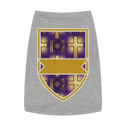 Faith Flag Praise Purple & Gold Cross Pet Tank Top — front view