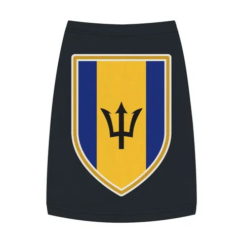 Barbados Blue Gold Trident Pet Tank Top — front view