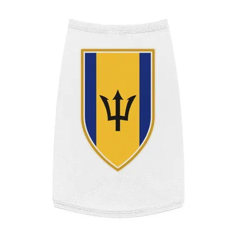 Barbados Blue Gold Trident Pet Tank Top — front view