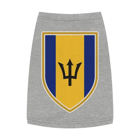 Barbados Blue Gold Trident Pet Tank Top — front view