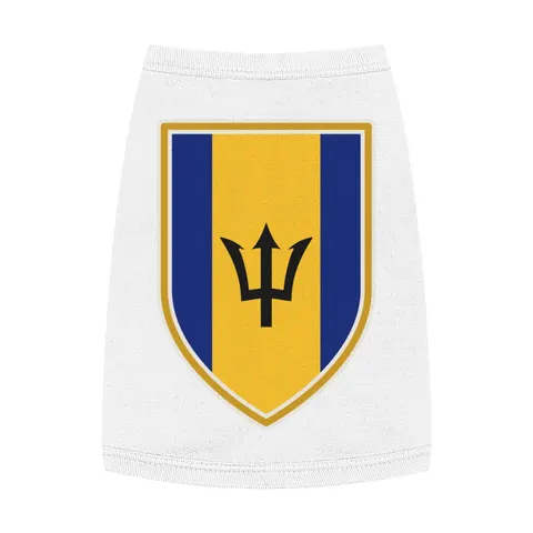 Barbados Blue Gold Trident Pet Tank Top — front view