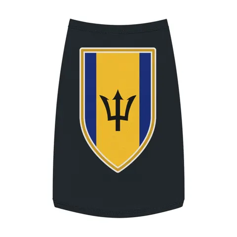 Barbados Blue Gold Trident Pet Tank Top — front view