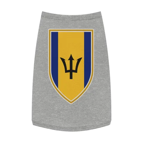 Barbados Blue Gold Trident Pet Tank Top — front view