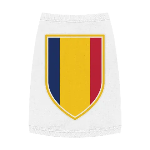 Chad Blue Yellow Red Pet Tank Top — front view