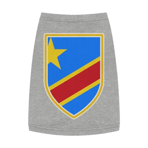 DR Congo Sky Blue & Red Diagonal Pet Tank Top — front view