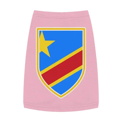 DR Congo Sky Blue & Red Diagonal Pet Tank Top — front view