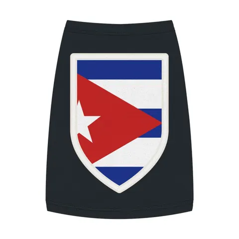 Cuba Blue Stripes & Red Triangle Pet Tank Top — front view