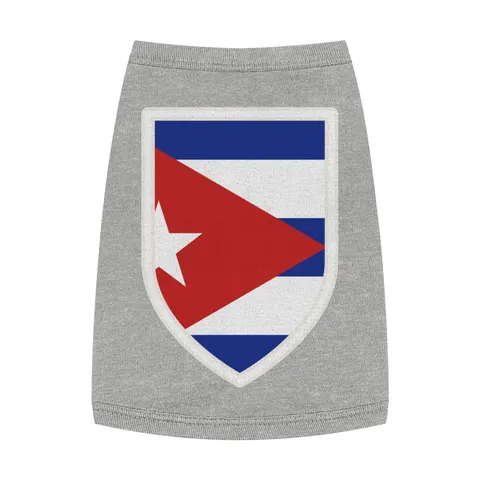 Cuba Blue Stripes & Red Triangle Pet Tank Top — front view