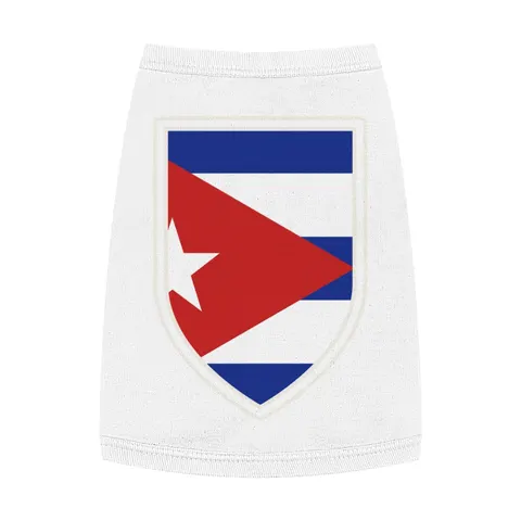 Cuba Blue Stripes & Red Triangle Pet Tank Top — front view