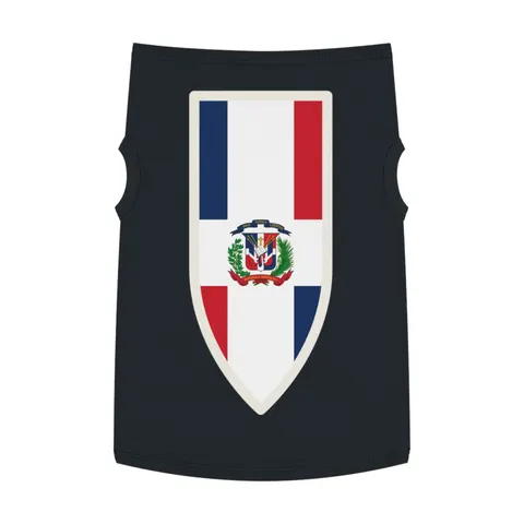 Dominican Republic Cross & Quarters Pet Tank Top — front view