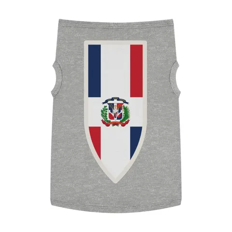 Dominican Republic Cross & Quarters Pet Tank Top — front view