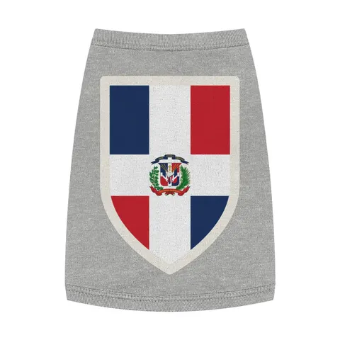 Dominican Republic Cross & Quarters Pet Tank Top — front view
