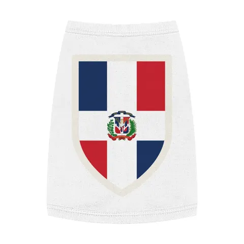Dominican Republic Cross & Quarters Pet Tank Top — front view