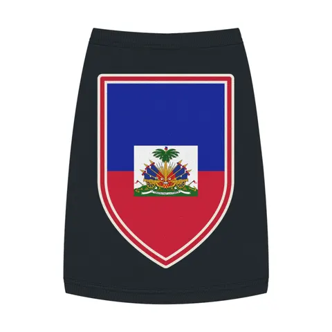 Haiti Blue Red Banner Pet Tank Top — front view