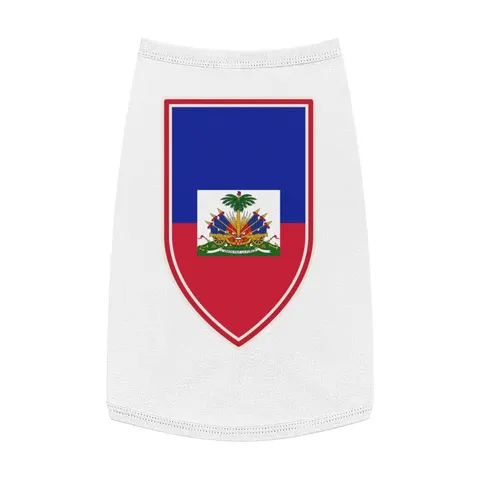Haiti Blue Red Banner Pet Tank Top — front view