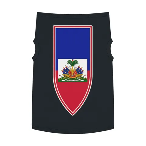 Haiti Blue Red Banner Pet Tank Top — front view