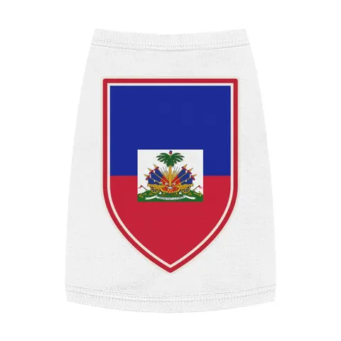 Haiti Blue Red Banner Pet Tank Top — front view