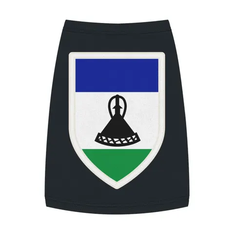 Lesotho Blue White Green Emblem Pet Tank Top — front view