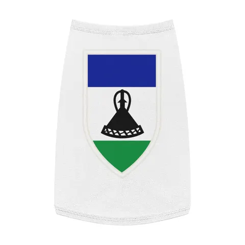 Lesotho Blue White Green Emblem Pet Tank Top — front view