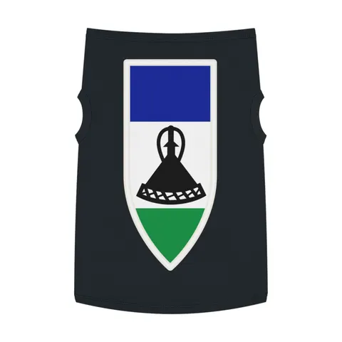 Lesotho Blue White Green Emblem Pet Tank Top — front view