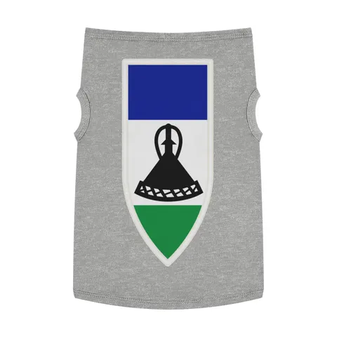 Lesotho Blue White Green Emblem Pet Tank Top — front view