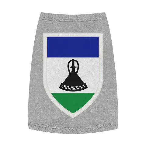 Lesotho Blue White Green Emblem Pet Tank Top — front view